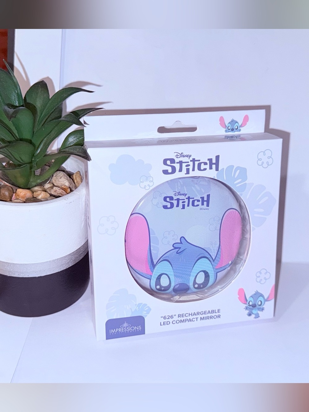 Disney Stitch Rechargeable LED Compact Mirror - Blue & Pink